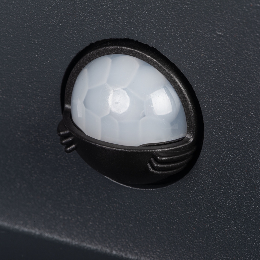 LED zunanja stenska svetilka s senzorjem REKA LED/7W/230V IP54 antracitna kvadratna