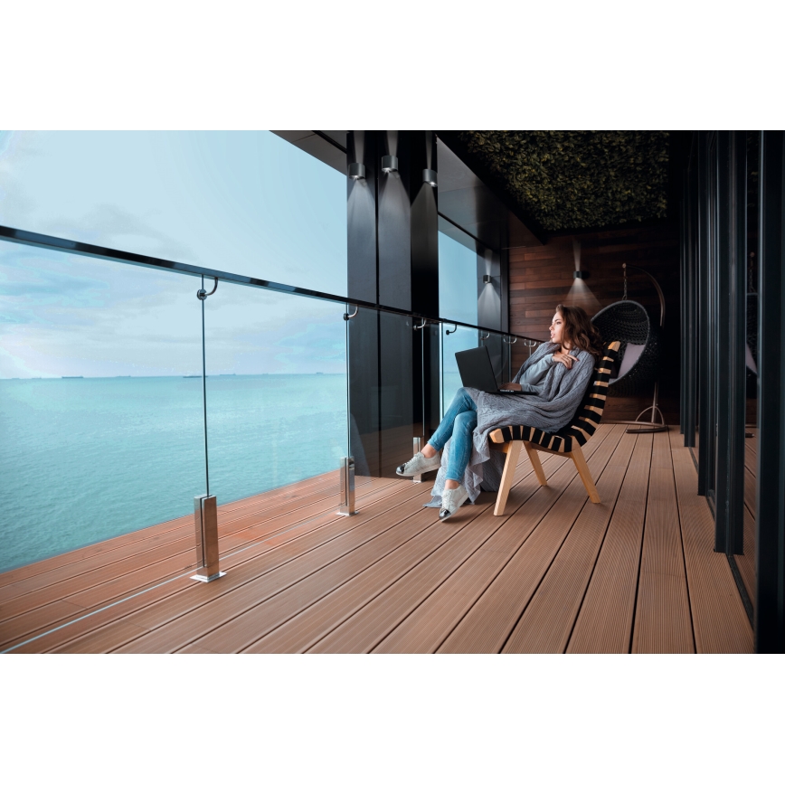 LED zunanja stenska svetilka s senzorjem gibanja in senzorjem mraka REKA LED/7W/230V IP54 antracit okrogla