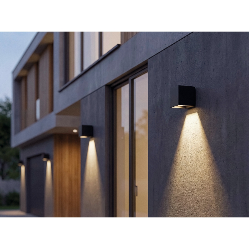 LED sončna stenska svetilka REKA s senzorjem LED/6W/3,7V 1800 mAh 3000/4000/6500K IP65 črna