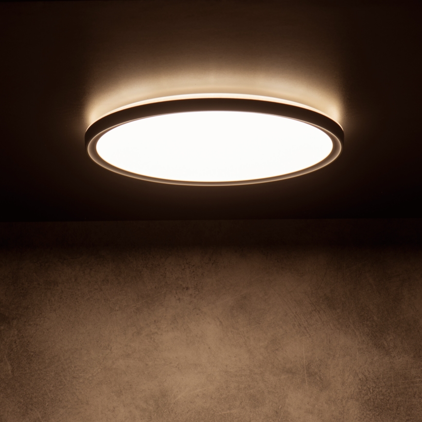 LED stropna svetilka AZPO LED/18,5W/230V 3000/4000/6000K, premer 29 cm, IP54, črna