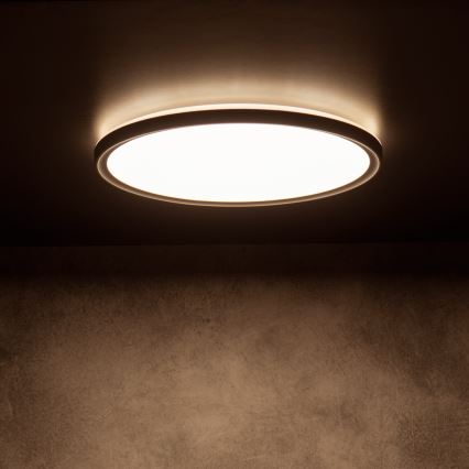 LED stropno svetilo AZPO LED/22W/230V 3000/4000/6000K premer 42 cm IP54 črna