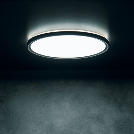 LED stropno svetilo AZPO LED/22W/230V 3000/4000/6000K premer 42 cm IP54 črna