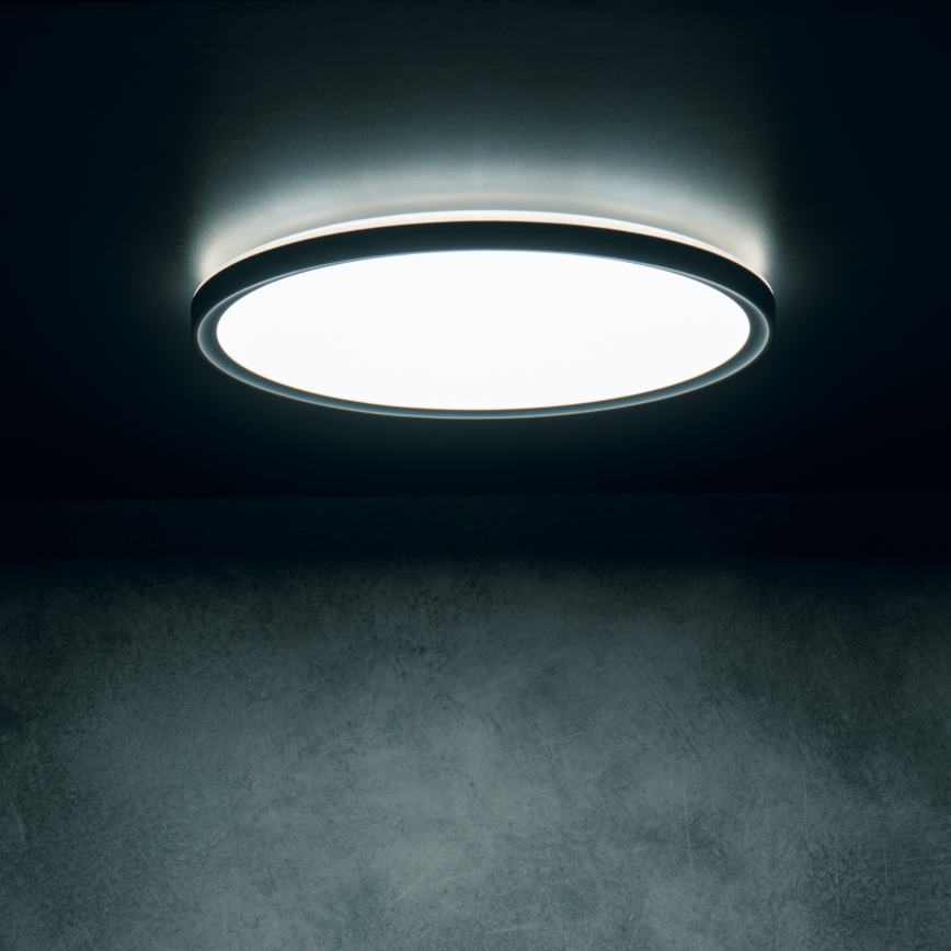 LED stropno svetilo AZPO LED/22W/230V 3000/4000/6000K premer 42 cm IP54 črna