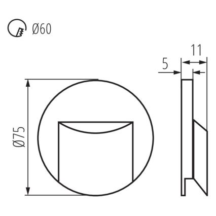 LED Svetilka za stopnišče ERINUS LED/0,8W/12V 4000K siva