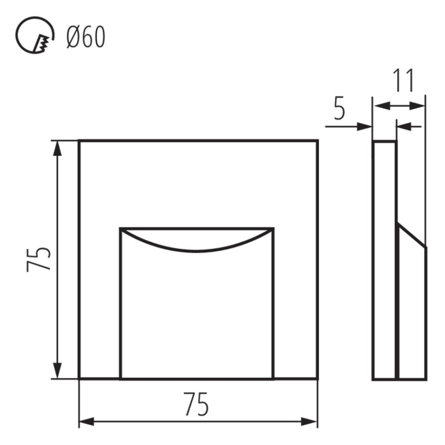 LED Svetilka za stopnišče ERINUS LED/0,8W/12V 3000K črna