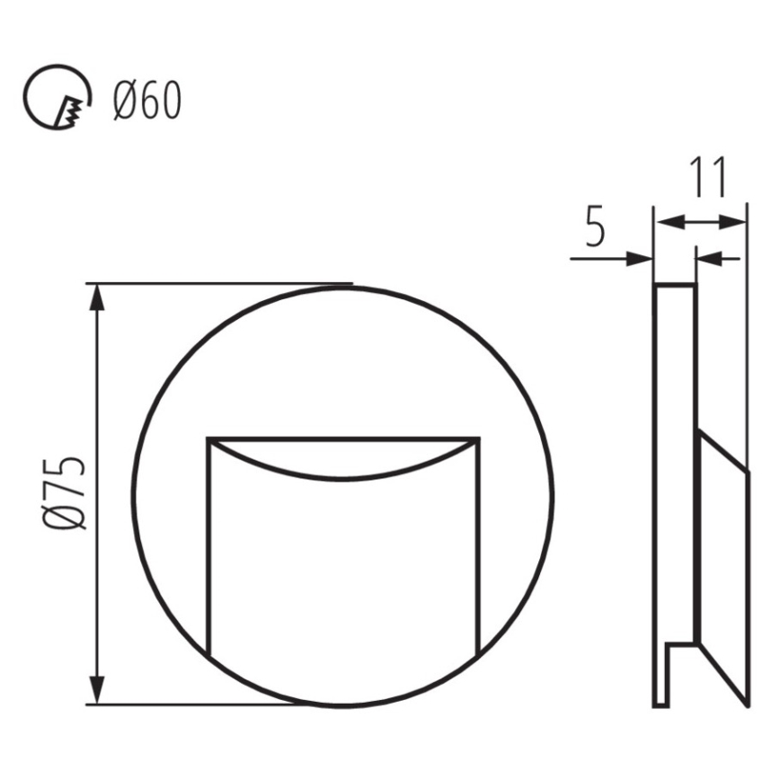 LED stopniščno svetilo ERINUS LED/0,8W/12V 3000K črna