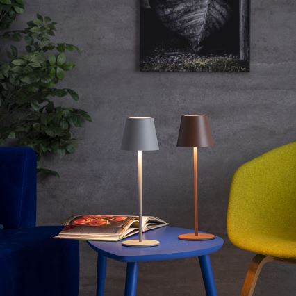 LED Zatemnitvena polnilna namizna svetilka INITA LED/1,2W/1800 mAh IP54 rjava