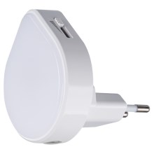 Kanlux 37396 - LED Zatemnitven orientacija svetel s senzorjem za mrak za vtičnico ULOV LED/0,5W/230V bela