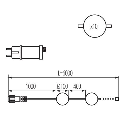 LED Zunanja dekorativna veriga GARLAND STONO 10xLED/10W/230V 6m IP67