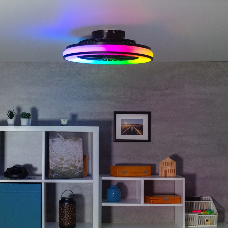 LED RGBW Zatemnitvena stropna svetilka z ventilatorjem PLAVE LED/48W/230V 3000/4000/6500K + Daljinski upravljalnik