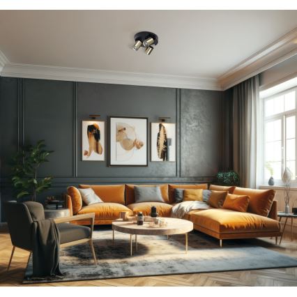 Reflektor LAURIN 3xGU10/10W/230V medenina/črna