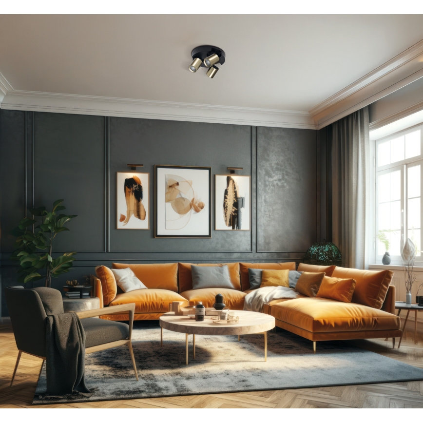 Reflektor LAURIN 3xGU10/10W/230V medenina/črna
