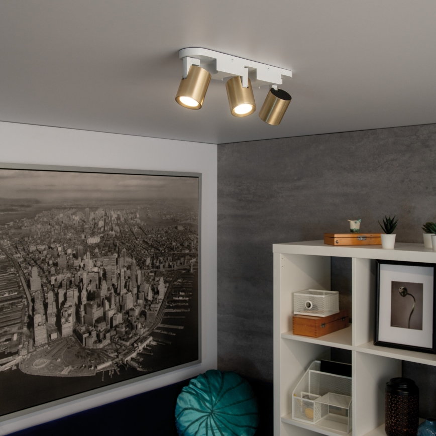 Reflektor LAURIN 3xGU10/10W/230V medenina/bela