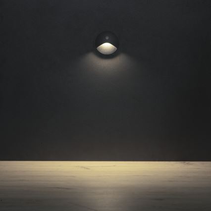 Okrogla LED svetilka za stopnice EXIN s senzorjem gibanja in mraka LED/2,5W/230V 4000K IP65 antracit