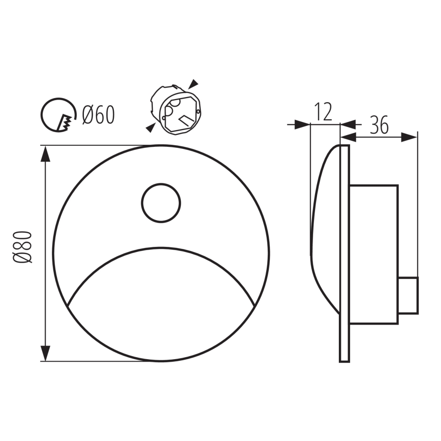 Okrogla LED svetilka za stopnice EXIN s senzorjem gibanja in mraka LED/2,5W/230V 4000K IP65 antracit