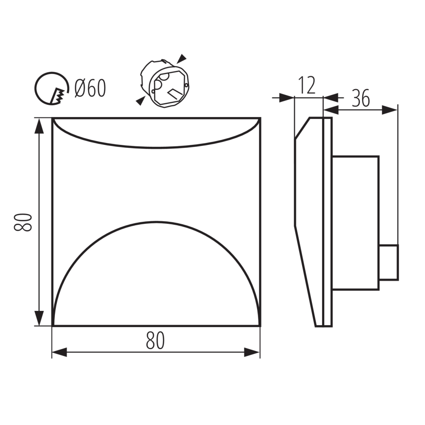 LED stopniščno svetilo EXIN LED/2,5W/230V 4000K IP65 antracitno kvadratno
