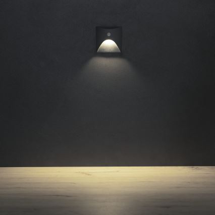 LED svetilka za stopnice s senzorjem gibanja in mraka EXIN LED/2,5W/230V 4000K IP65 antracitna kvadratna