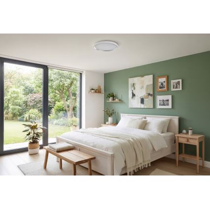 LED stropna svetilka z zatemnjevanjem LIXAN LED/47W/230V 3000-6500K premer 38,6 cm bela/srebrna + daljinski upravljalnik