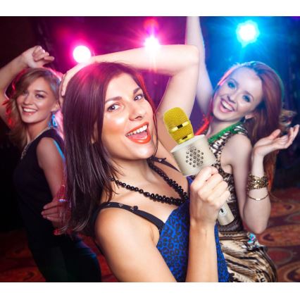 Karaoke mikrofon 6W/5V 1500 mAh Bluetooth v zlati barvi