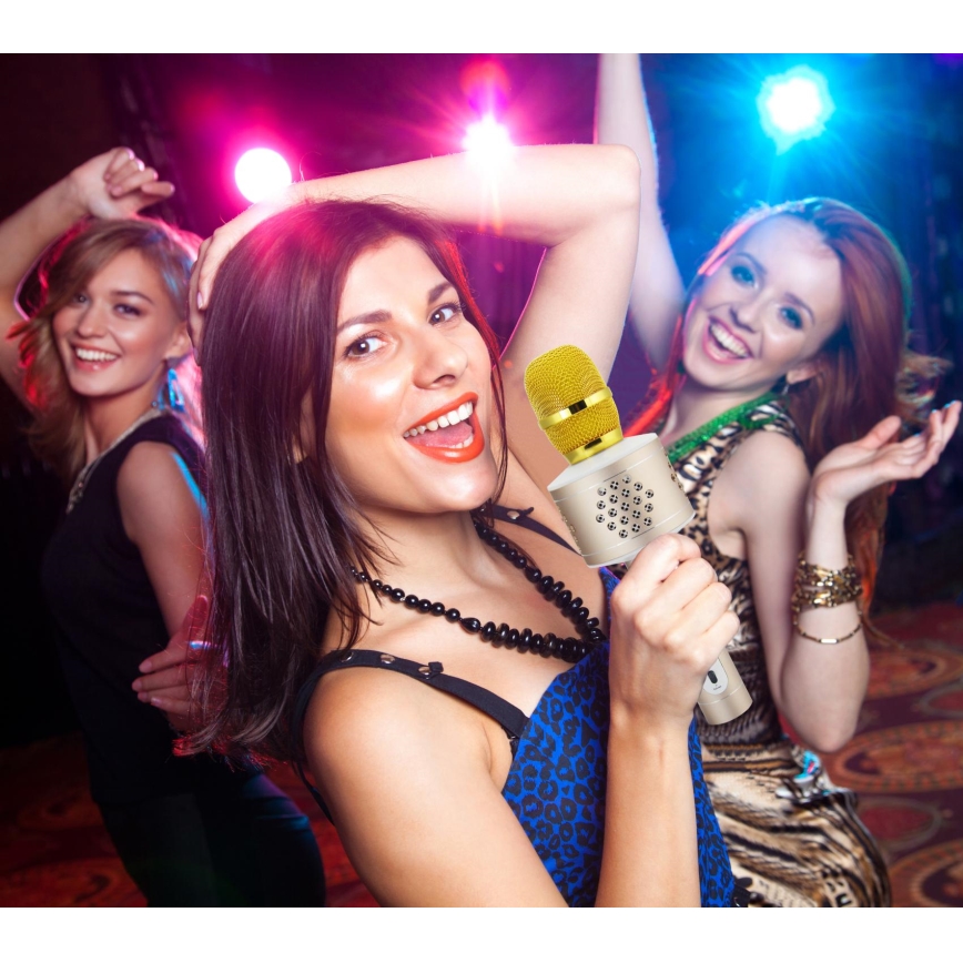 Karaoke mikrofon 6W/5V 1500 mAh Bluetooth v zlati barvi