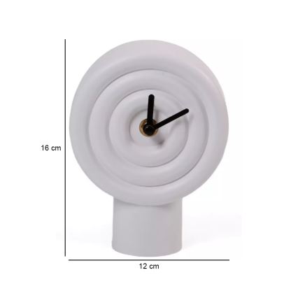 Keramična namizna ura, premer 16 cm, napaja se z 1xAA, bela