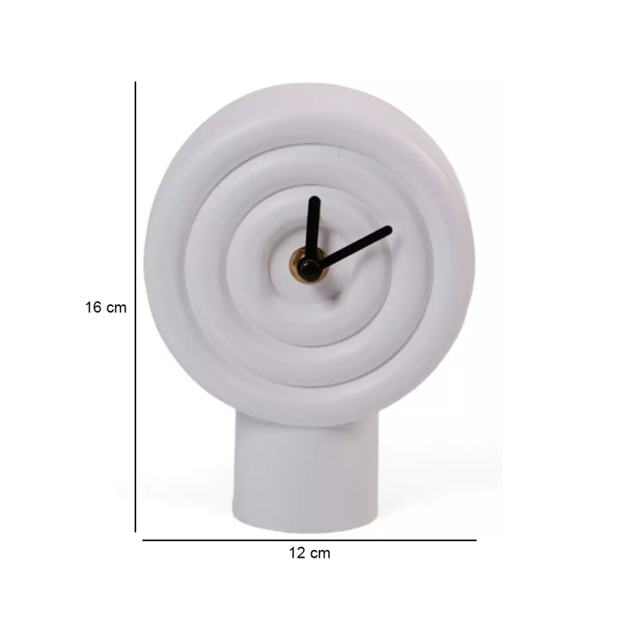 Keramična namizna ura, premer 16 cm, napaja se z 1xAA, bela