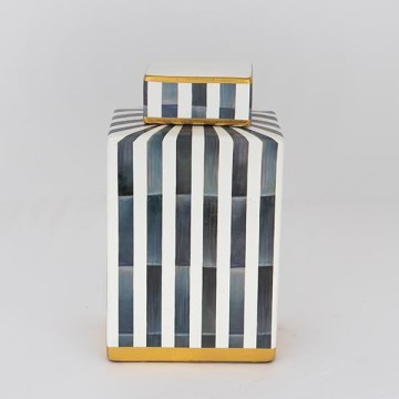 Keramična vaza 22x18x8 cm modra/bela