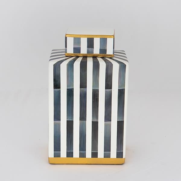 Keramična vaza 22x18x8 cm modra/bela