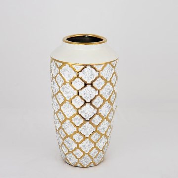 Keramična vaza 25x13 cm zlata/bela
