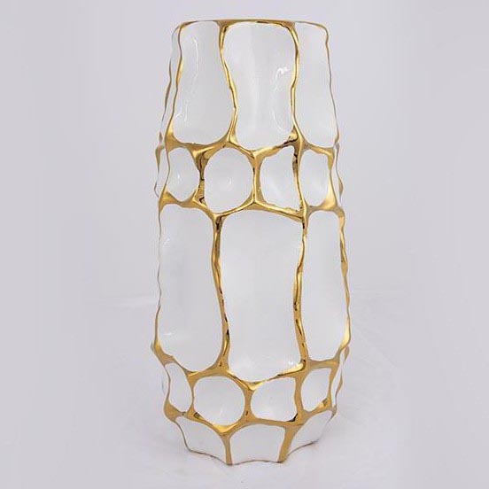 Keramična vaza 31,5x15,5 cm zlata/bela
