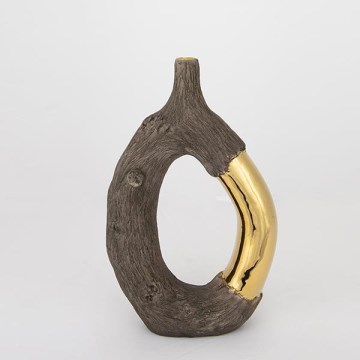 Keramična vaza 31,5x20x8 cm rjava/zlata