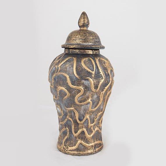 Keramična vaza 33,5x16 cm zlata/siva