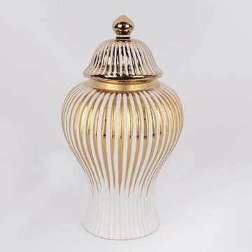 Keramična vaza 35x18,5 cm zlata/bela