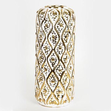 Keramična vaza 37x15 cm zlata/bela