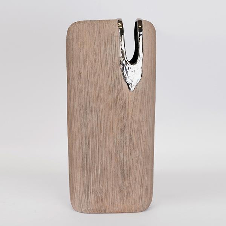 Keramična vaza 43x19,5x9,5 cm rjava/srebrna