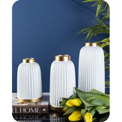 Keramična vaza ROSIE 20,5x12 cm bela/zlata