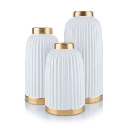 Keramična vaza ROSIE 20,5x12 cm bela/zlata