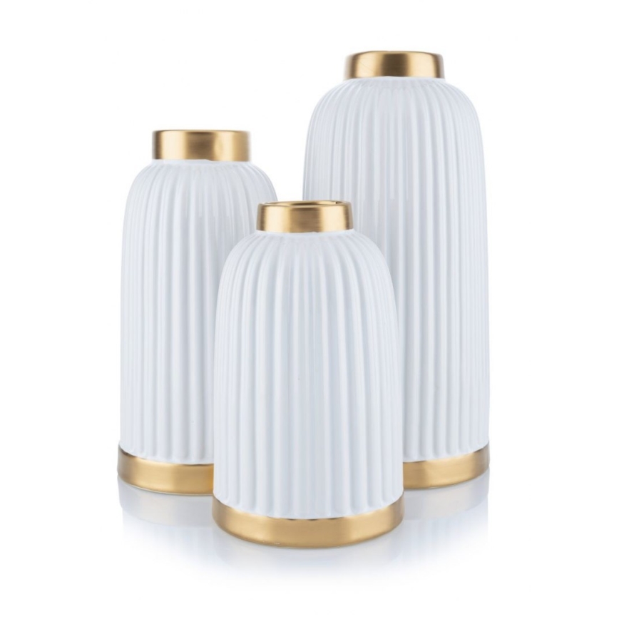 Keramična vaza ROSIE 20,5x12 cm bela/zlata