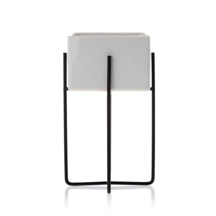 Keramični cvetlični lonec MIZU 20,4x12,1 cm bela/črna