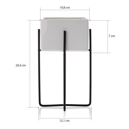 Keramični cvetlični lonec MIZU 20,4x12,1 cm bela/črna