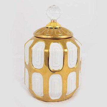 Keramični jar 18,2x15 cm zlata/bela