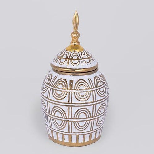 Keramični jar 28x15 cm zlata/bela