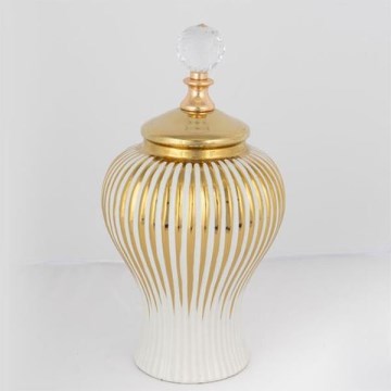 Keramični jar 35x17,5 cm zlata/bela