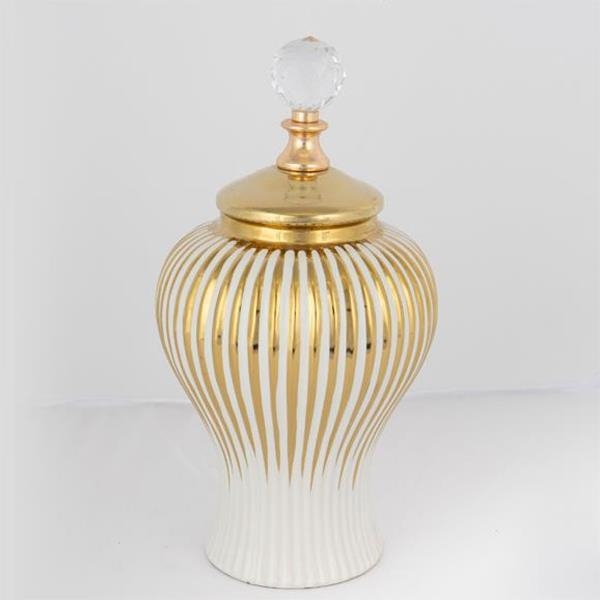 Keramični jar 35x17,5 cm zlata/bela
