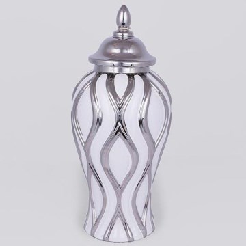 Keramični jar 35x18,5 cm srebrna/bela