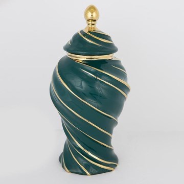 Keramični jar 41x20 cm zlata/zelena