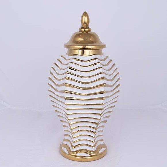 Keramični jar 42,2x21,1 cm zlata/bela
