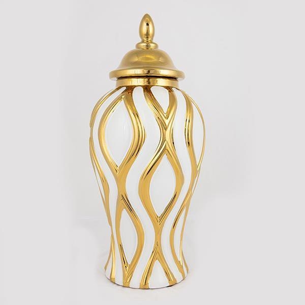 Keramični jar 42,6x18,8 cm zlata/bela
