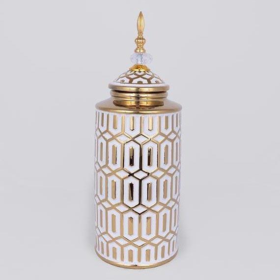 Keramični jar 45,7x16,9 cm zlata/bela
