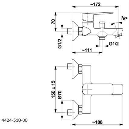 KFA Armatura 4424-510-00 - Kopalni set s pipo AGAT sijajni krom